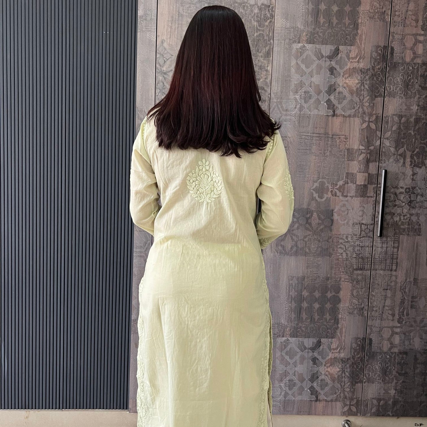 Handmade Lucknawi Chikankari Embroidered Pastel Green Pure Mulmul Cotton Kurti